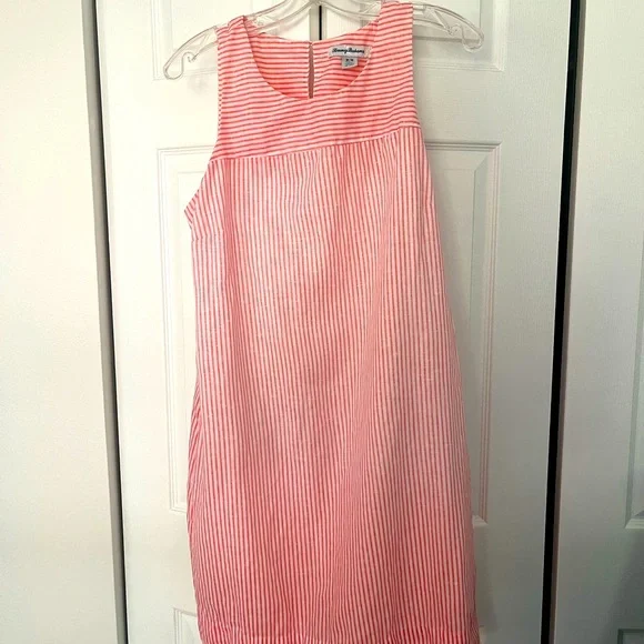Tommy Bahama | Dresses | Euc Tommy Bahama Pink Striped Linen Dress Size M |  Poshmark